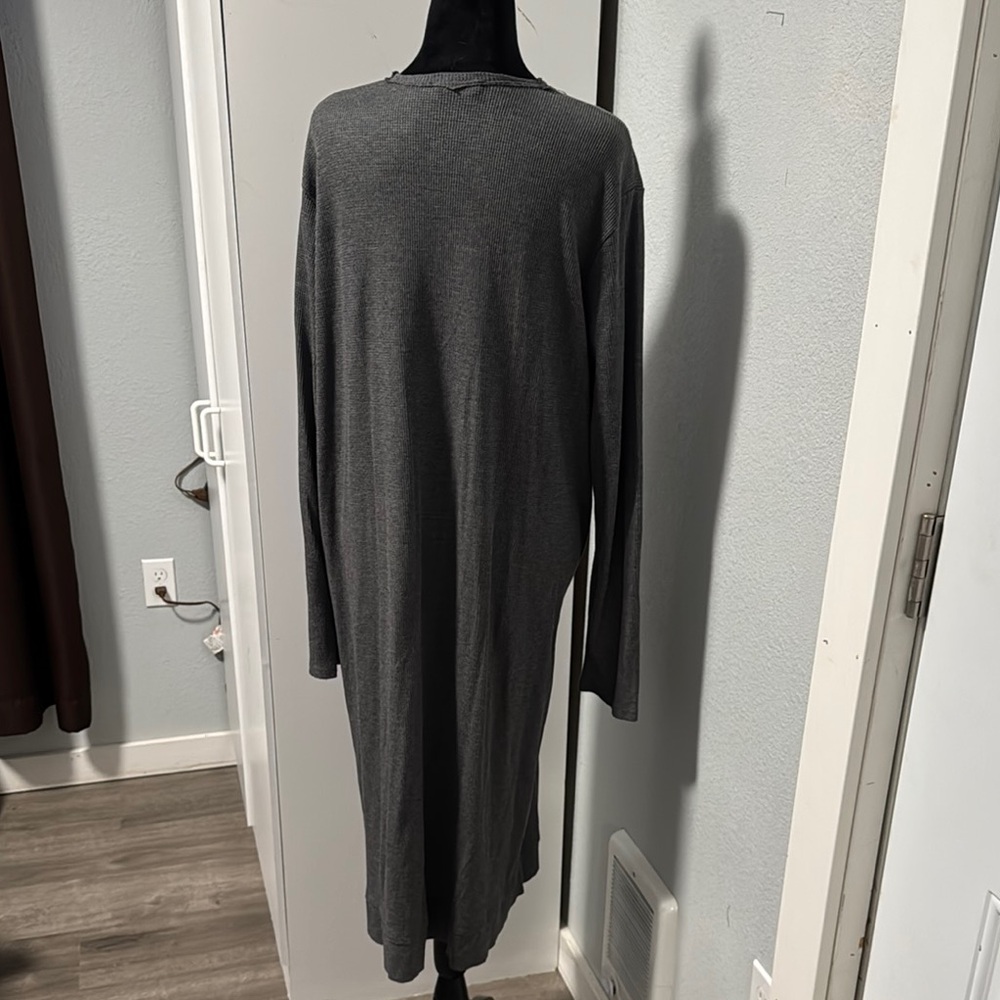 Charcoal Open-Front Women's Cardigan - Picture 3 of 5